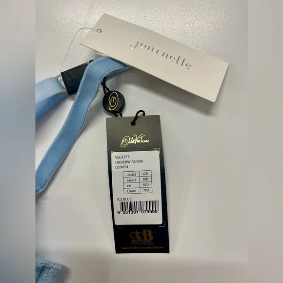 NWT Journelle Dita Von Teese Vedette Underwire Lace Sheer Bra Ice Blue 32D - Picture 11 of 13